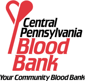 A red heart with the words central pennsylvania blood bank underneath it.